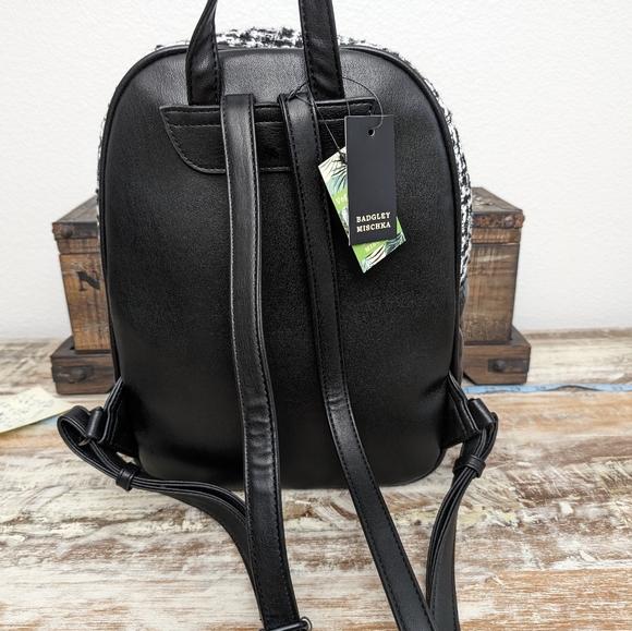 NWT Badgley Mischka Tweed/Quilted Vegan Leather Backpack - Picture 7 of 11